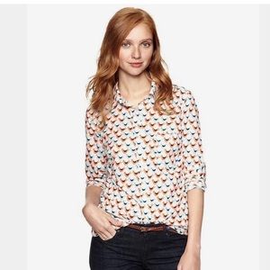 GAP The Fitted Boyfriend Shirt Bird Print | Sz SM